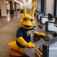 Sammy Slug Mascot in McHenry Library