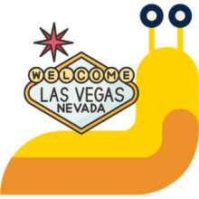 Slug icon with "Welcome Las Vegas" retro sign on its back