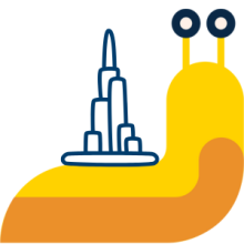 Illustrated Slug with Dubai skyline illustration