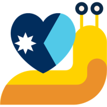Slug icon with Minnesota flag inside a heart