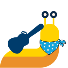 Slug illustration with bandana and guitar