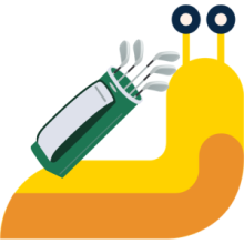 Banana Slug icon with golf clubs