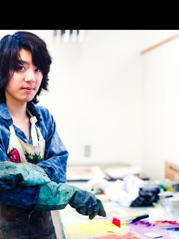 Art student painting