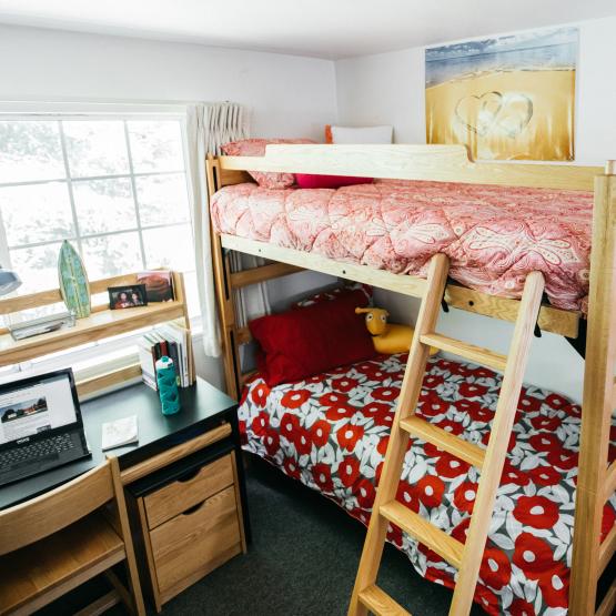 dorm interior with bunk beds