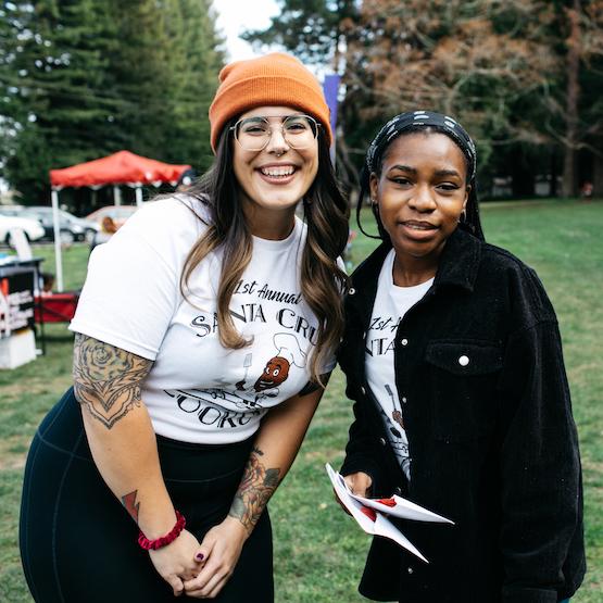 Students at a cookout on campus