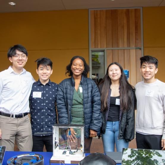 Students at a Senior Design Showcase event at Baskin Engineering