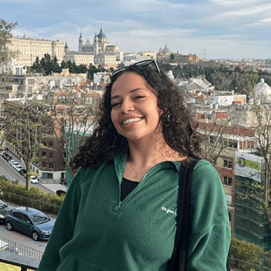 A lady smiling at the camera