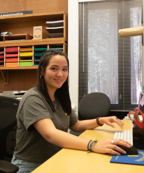 Student in a campus office.